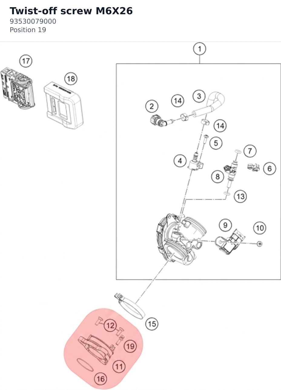 Diagram preview: Twist-off screw M6X26 (93530079000)