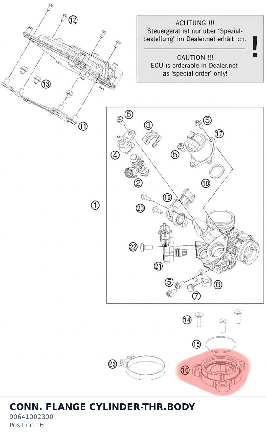 Diagram preview: CONN. FLANGE CYLINDER-THR.BODY (90641002300)
