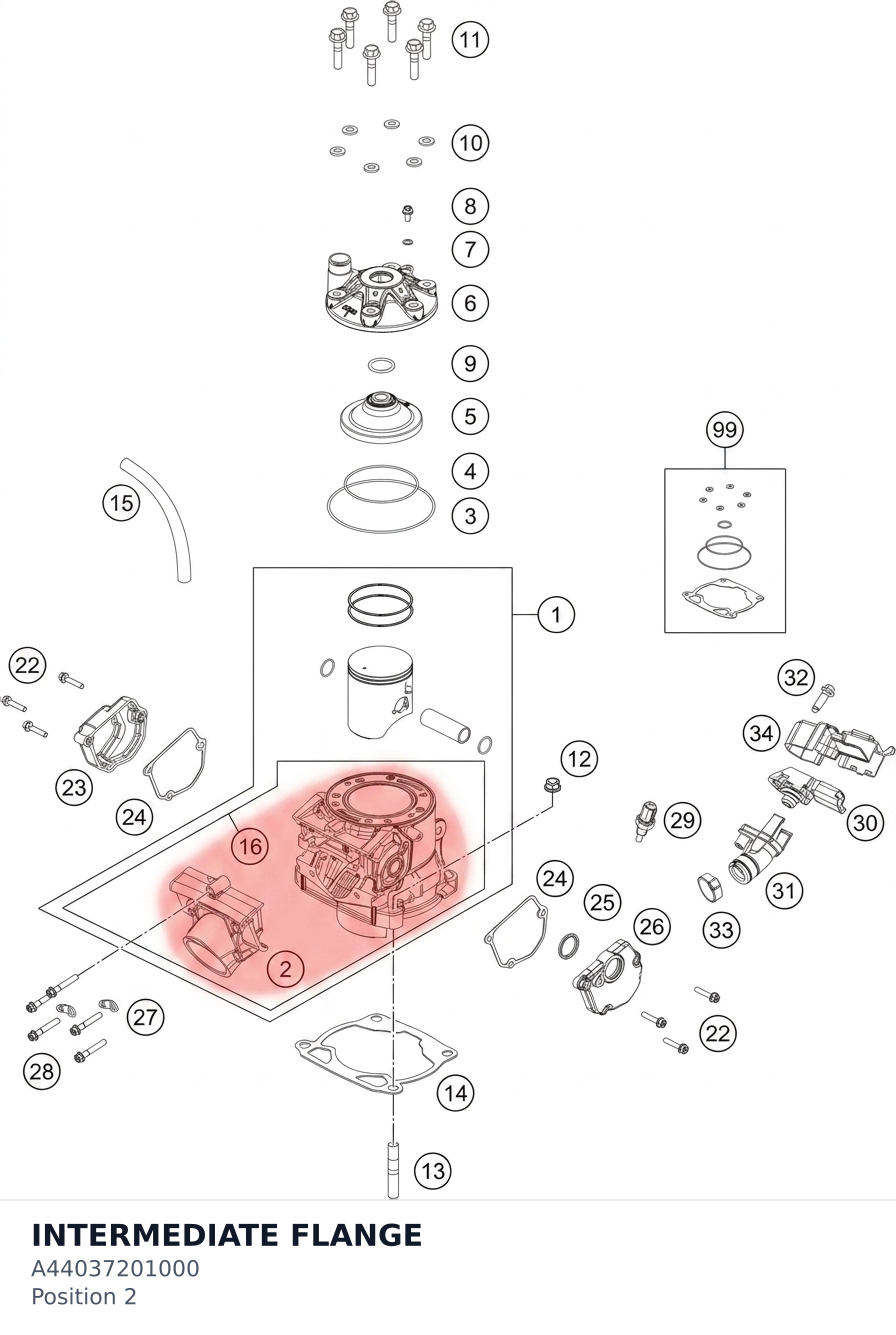Diagram preview: INTERMEDIATE FLANGE (A44037201000)