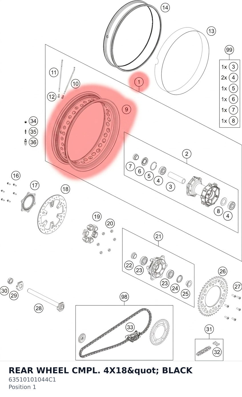 Diagram preview: REAR WHEEL CMPL. 4X18" BLACK (63510101044C1)