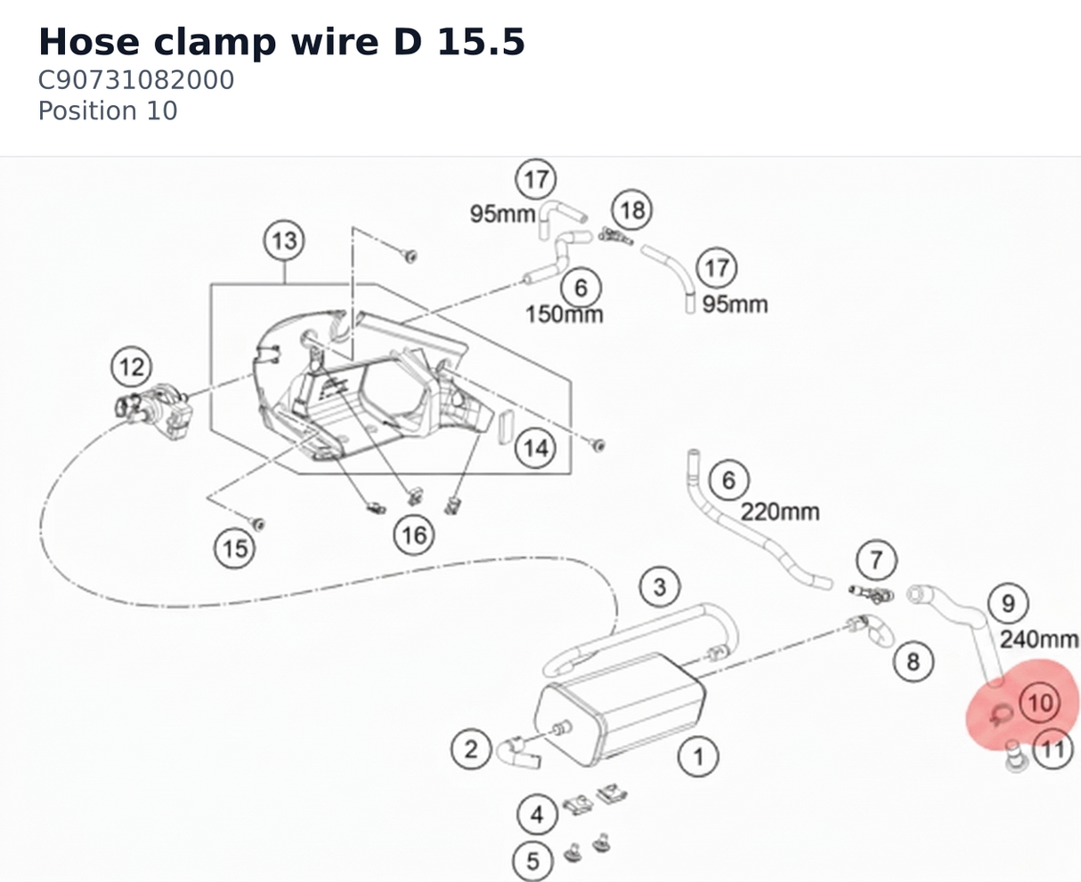 Diagram preview: Hose clamp wire D 15.5 (C90731082000)