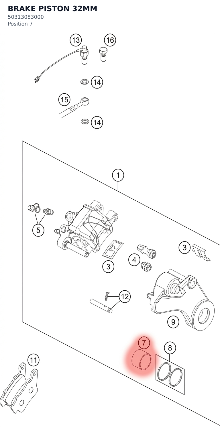 Diagram preview: BRAKE PISTON 32MM (50313083000)