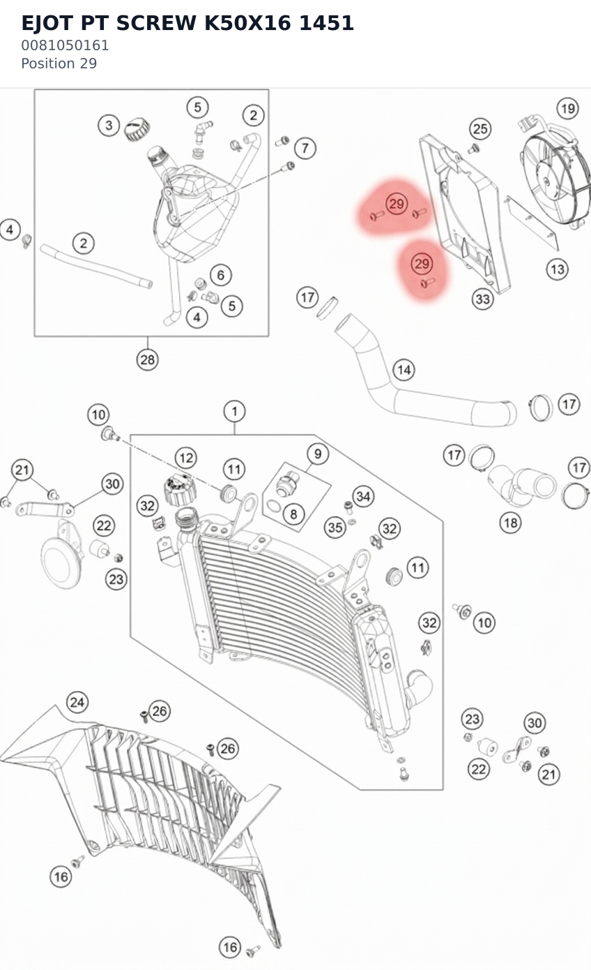 Diagram preview: EJOT PT SCREW K50X16 1451 (0081050161)