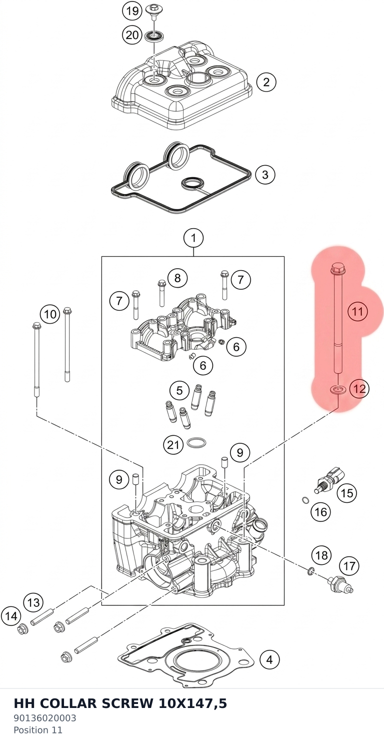 Diagram preview: HH COLLAR SCREW 10X147,5 (90136020003)