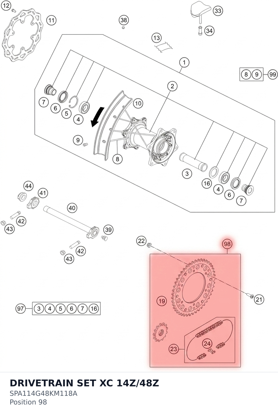 Diagram preview: DRIVETRAIN SET XC 14Z/48Z (SPA114G48KM118A)