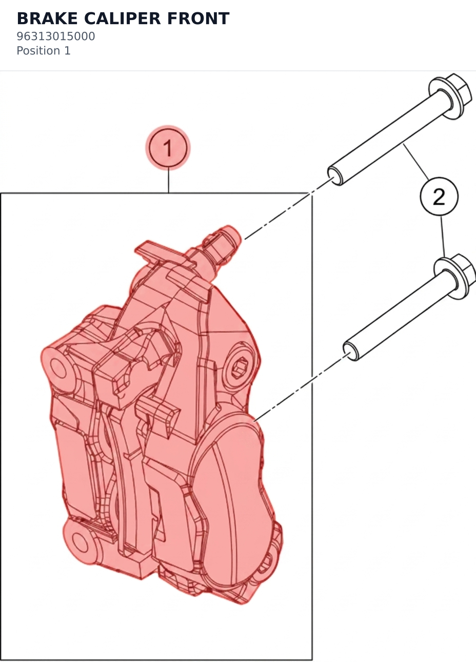 Diagram preview: BRAKE CALIPER FRONT (96313015000)