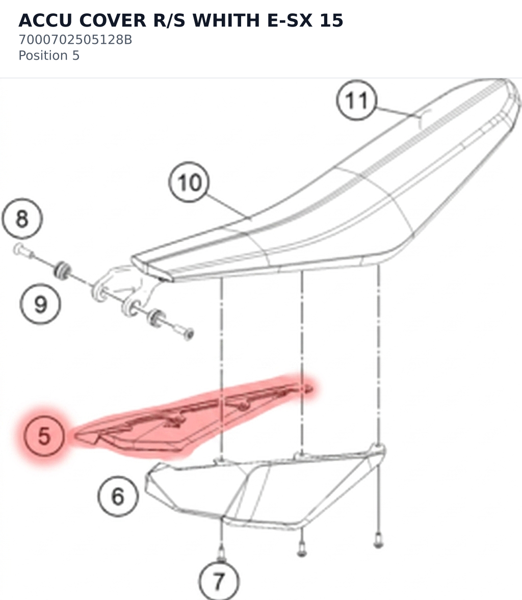Diagram preview: ACCU COVER R/S WHITH E-SX 15 (7000702505128B)