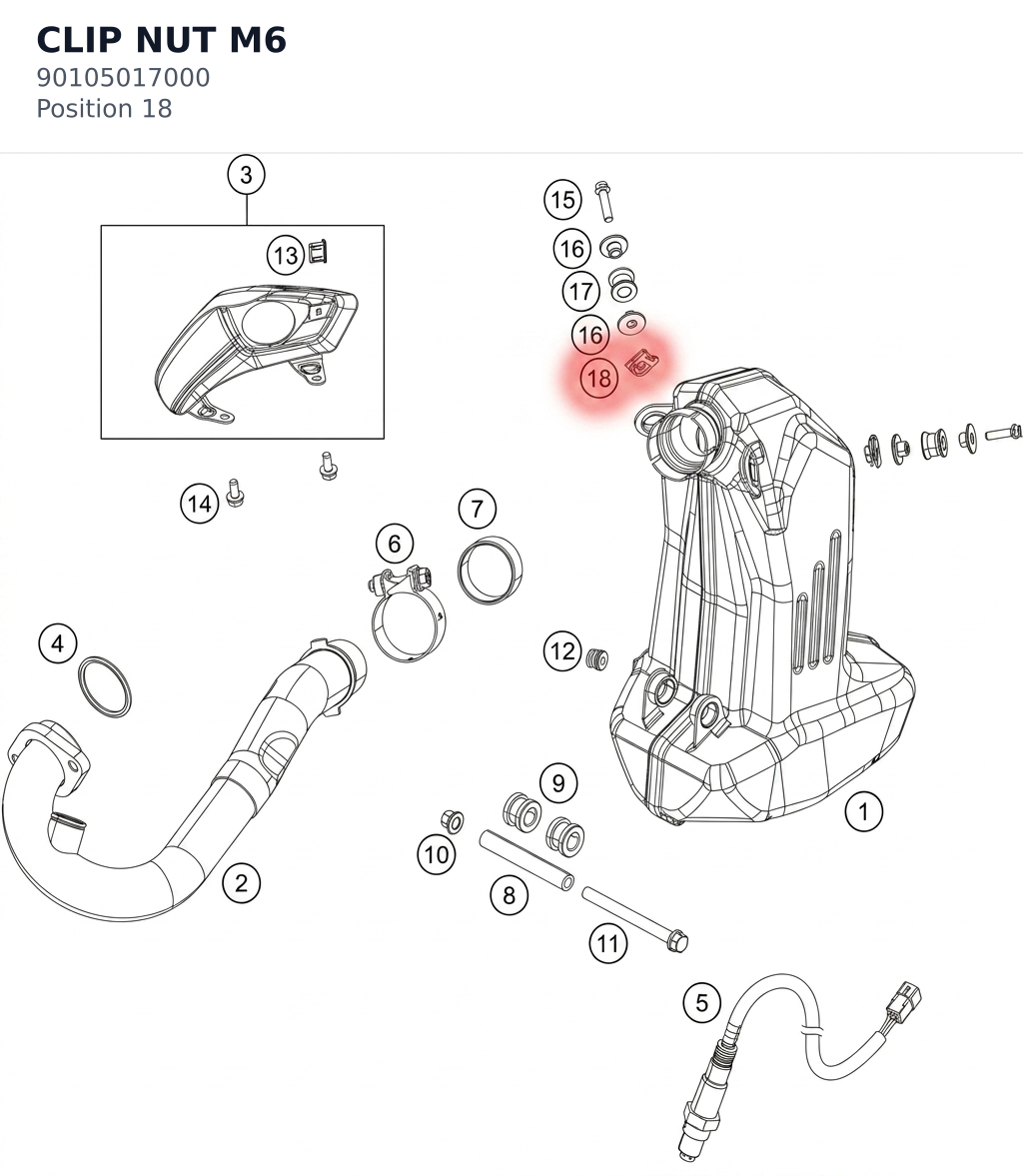 Diagram preview: CLIP NUT M6 (90105017000)