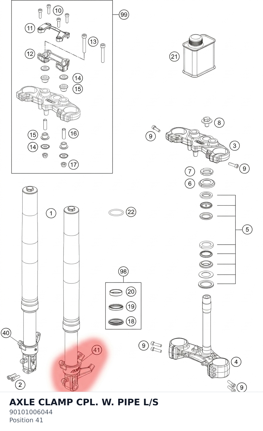 Diagram preview: AXLE CLAMP CPL. W. PIPE L/S (90101006044)