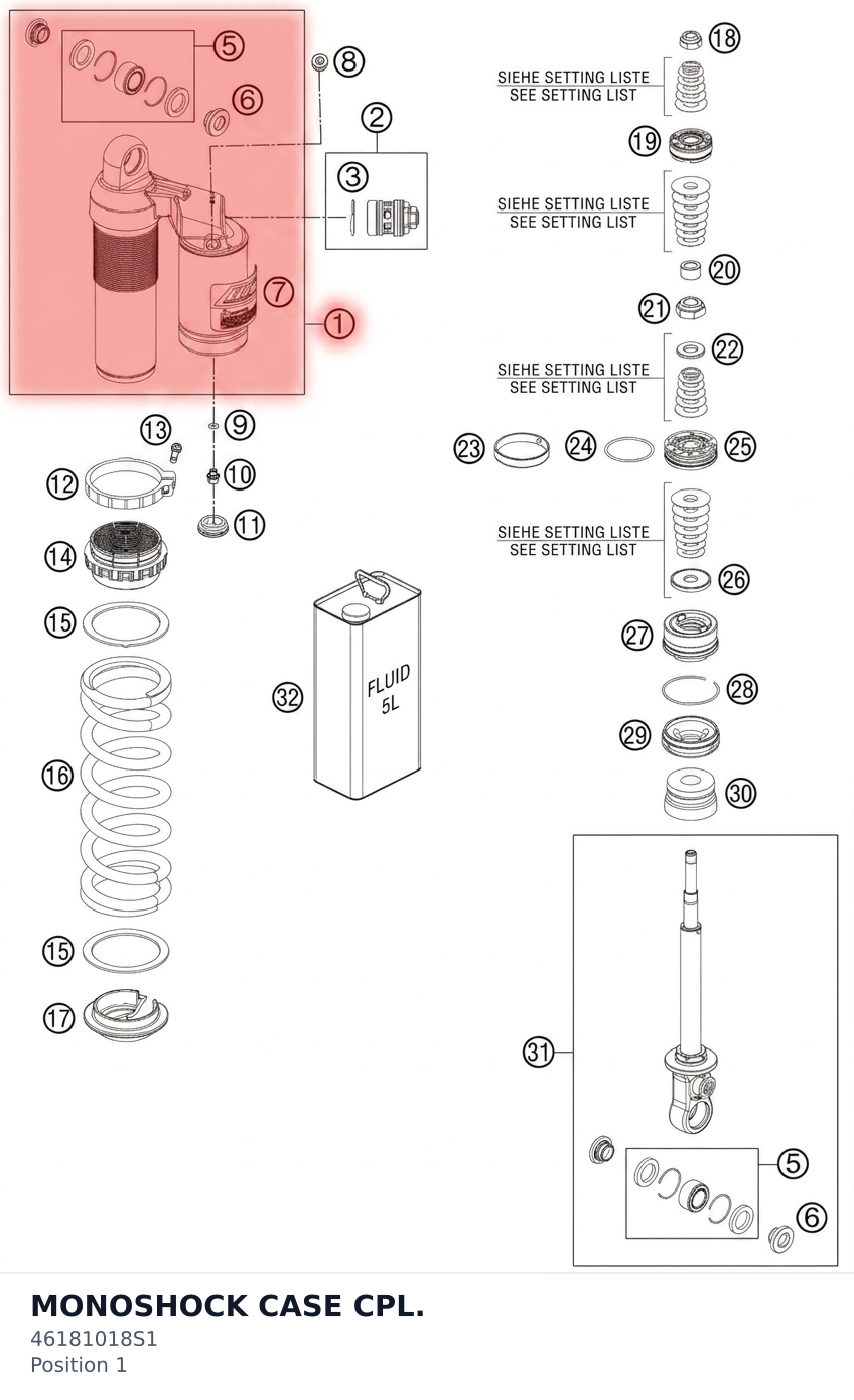 Diagram preview: MONOSHOCK CASE CPL. (46181018S1)