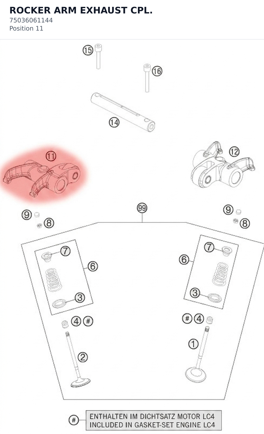 Diagram preview: ROCKER ARM EXHAUST CPL. (75036061144)