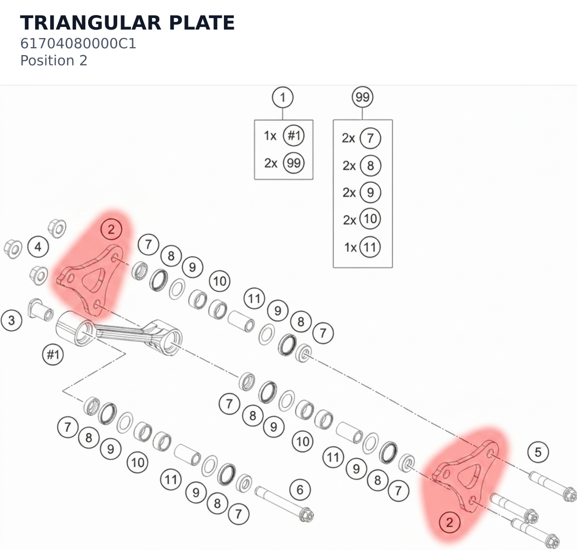 Diagram preview: TRIANGULAR PLATE (61704080000C1)