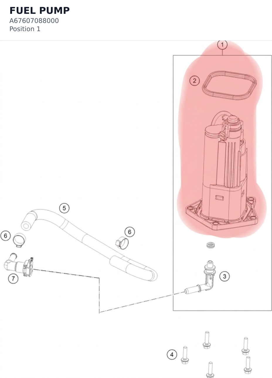 Diagram preview: FUEL PUMP (A67607088000)