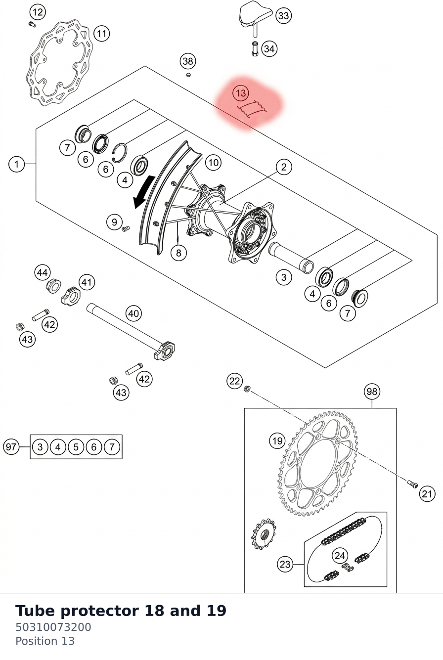Diagram preview: Tube protector 18 and 19 (50310073200)