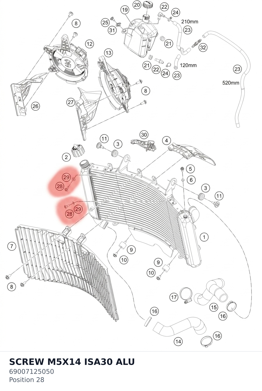 Diagram preview: SCREW M5X14 ISA30 ALU (69007125050)