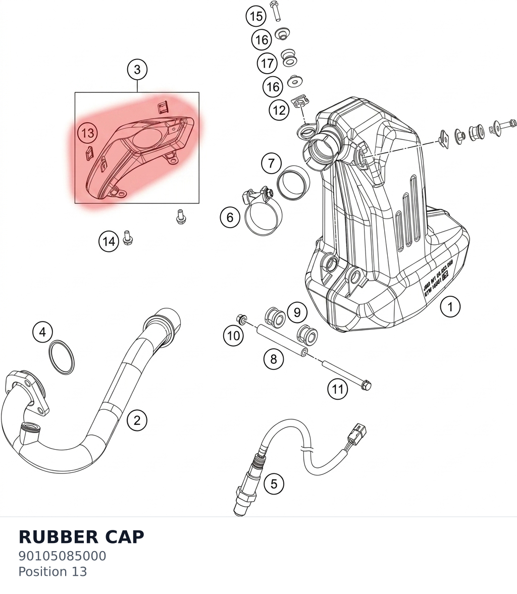Diagram preview: RUBBER CAP (90105085000)