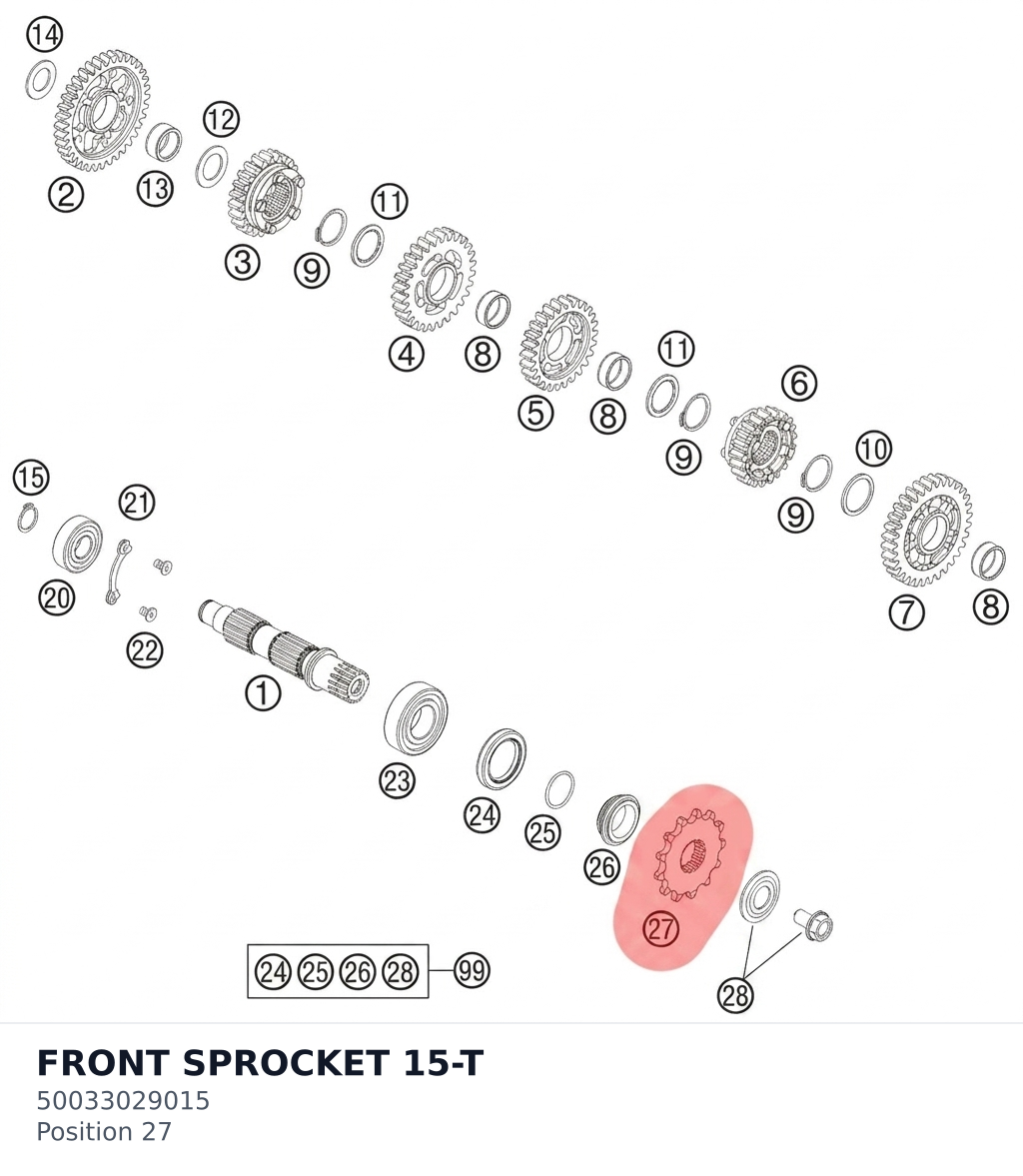 Diagram preview: FRONT SPROCKET 15-T (50033029015)