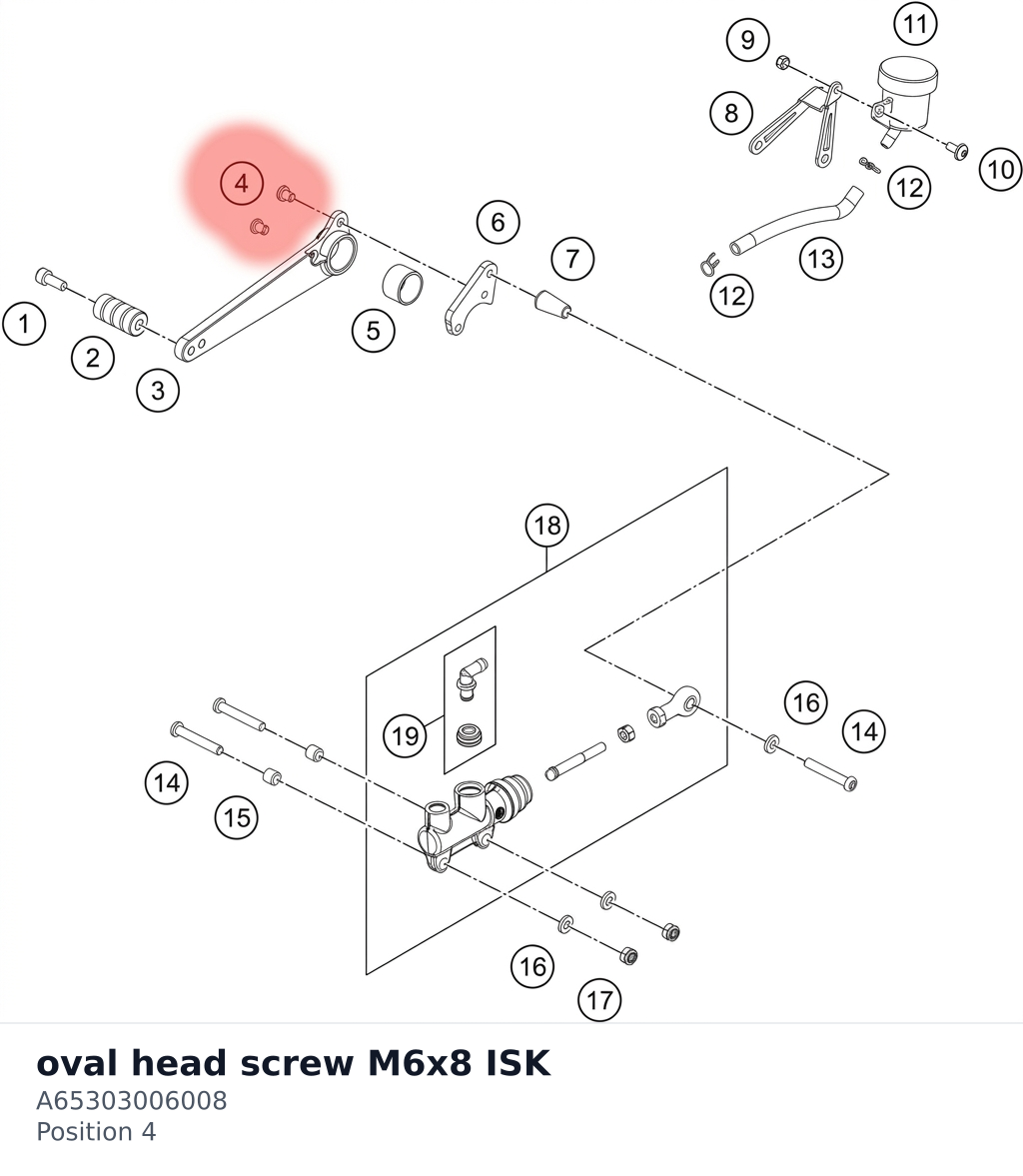 Diagram preview: oval head screw M6x8 ISK (A65303006008)