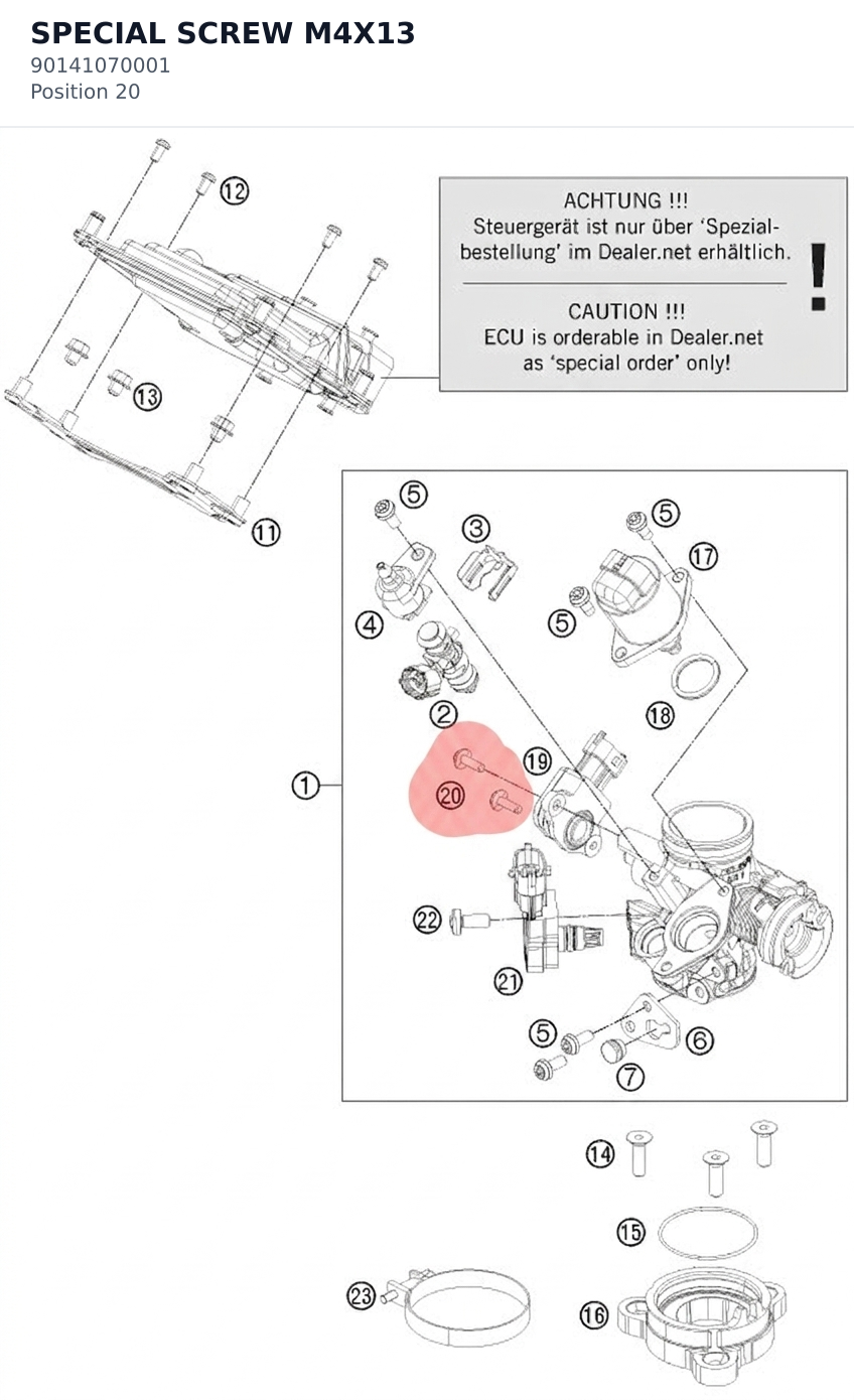 Diagram preview: SPECIAL SCREW M4X13 (90141070001)