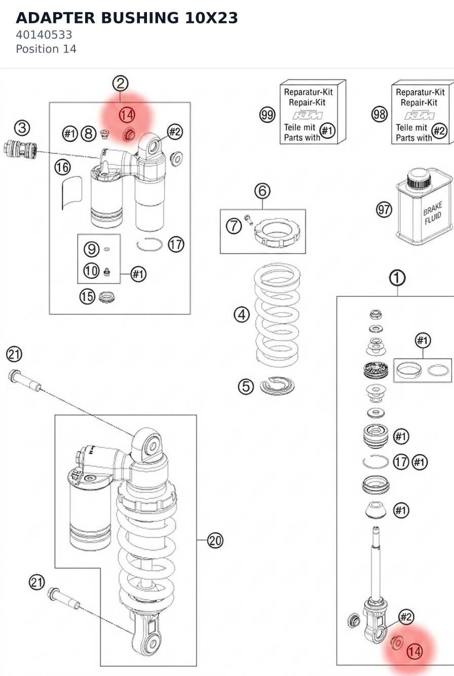 Diagram preview: ADAPTER BUSHING 10X23 (40140533)