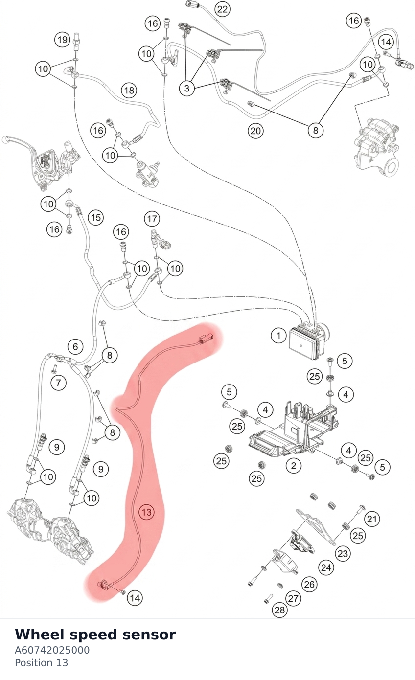 Diagram preview: Wheel speed sensor (A60742025000)