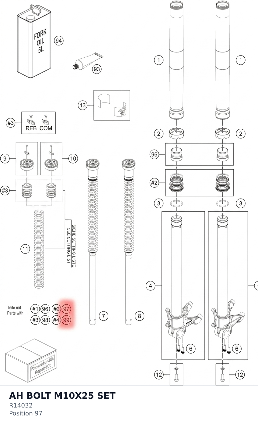 Diagram preview: AH BOLT M10X25 SET (R14032)