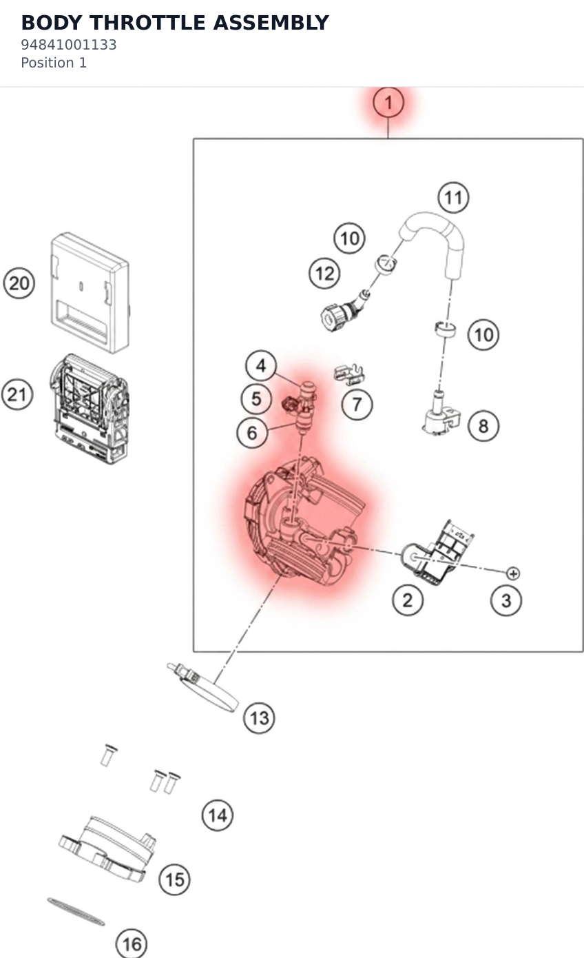 Diagram preview: BODY THROTTLE ASSEMBLY (94841001133)