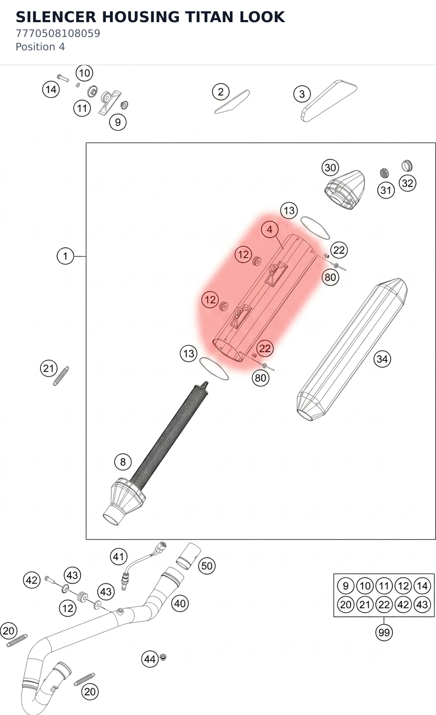Diagram preview: SILENCER HOUSING TITAN LOOK (7770508108059)