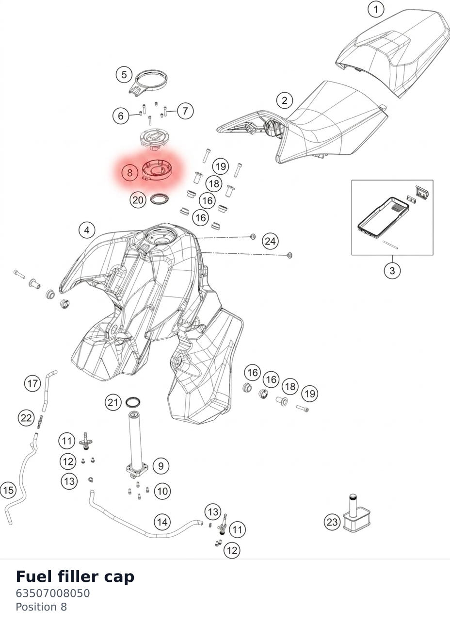 Diagram preview: Fuel filler cap (63507008050)