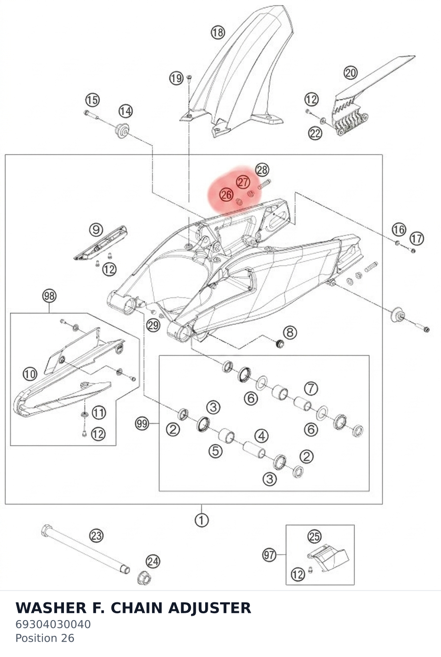 Diagram preview: WASHER F. CHAIN ADJUSTER (69304030040)