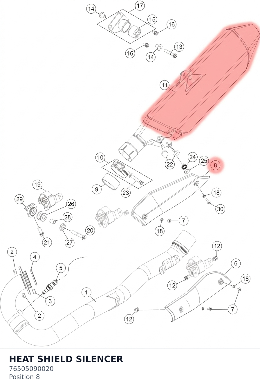 Diagram preview: HEAT SHIELD SILENCER (76505090020)
