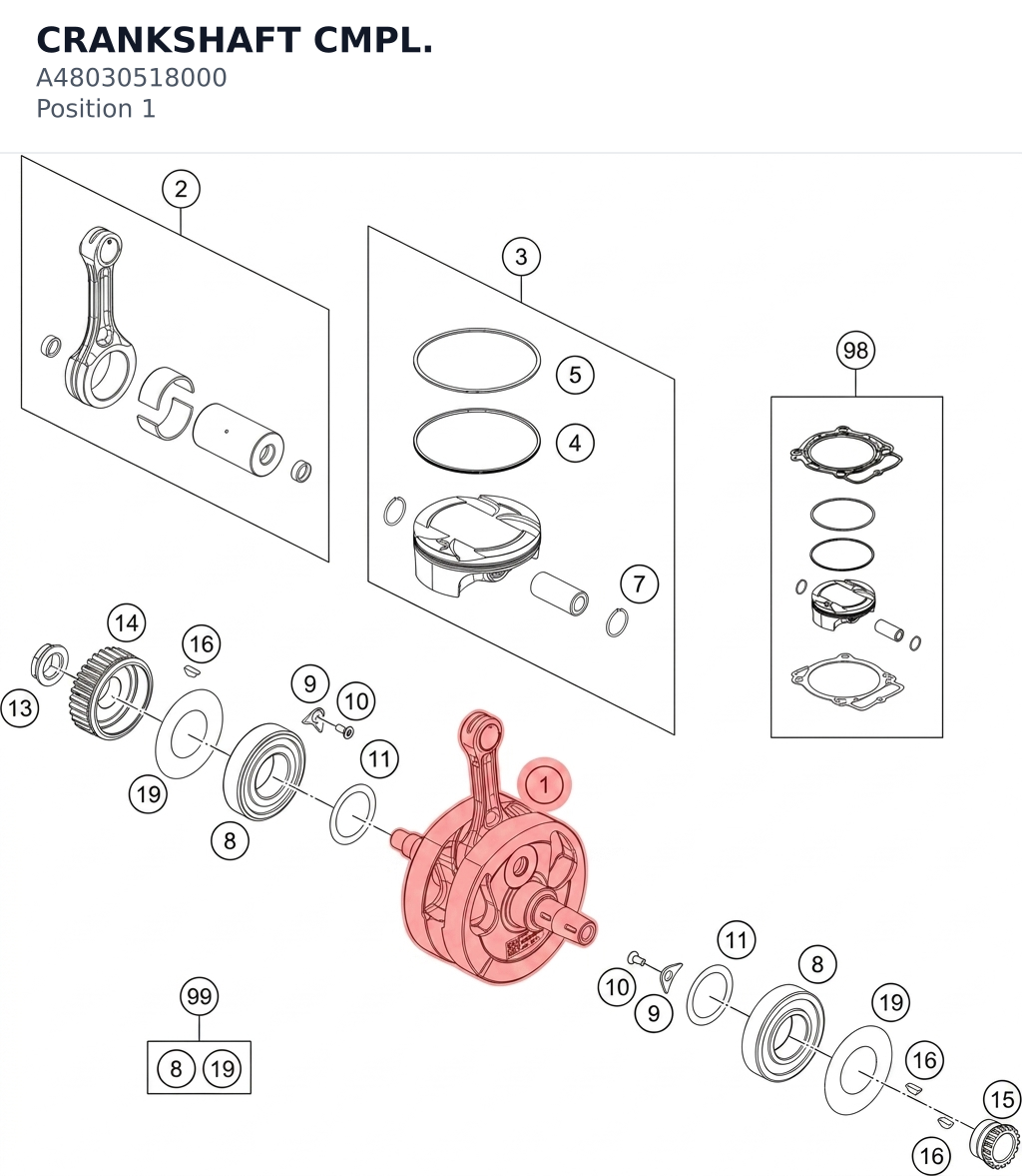 Diagram preview: CRANKSHAFT CMPL. (A48030518000)