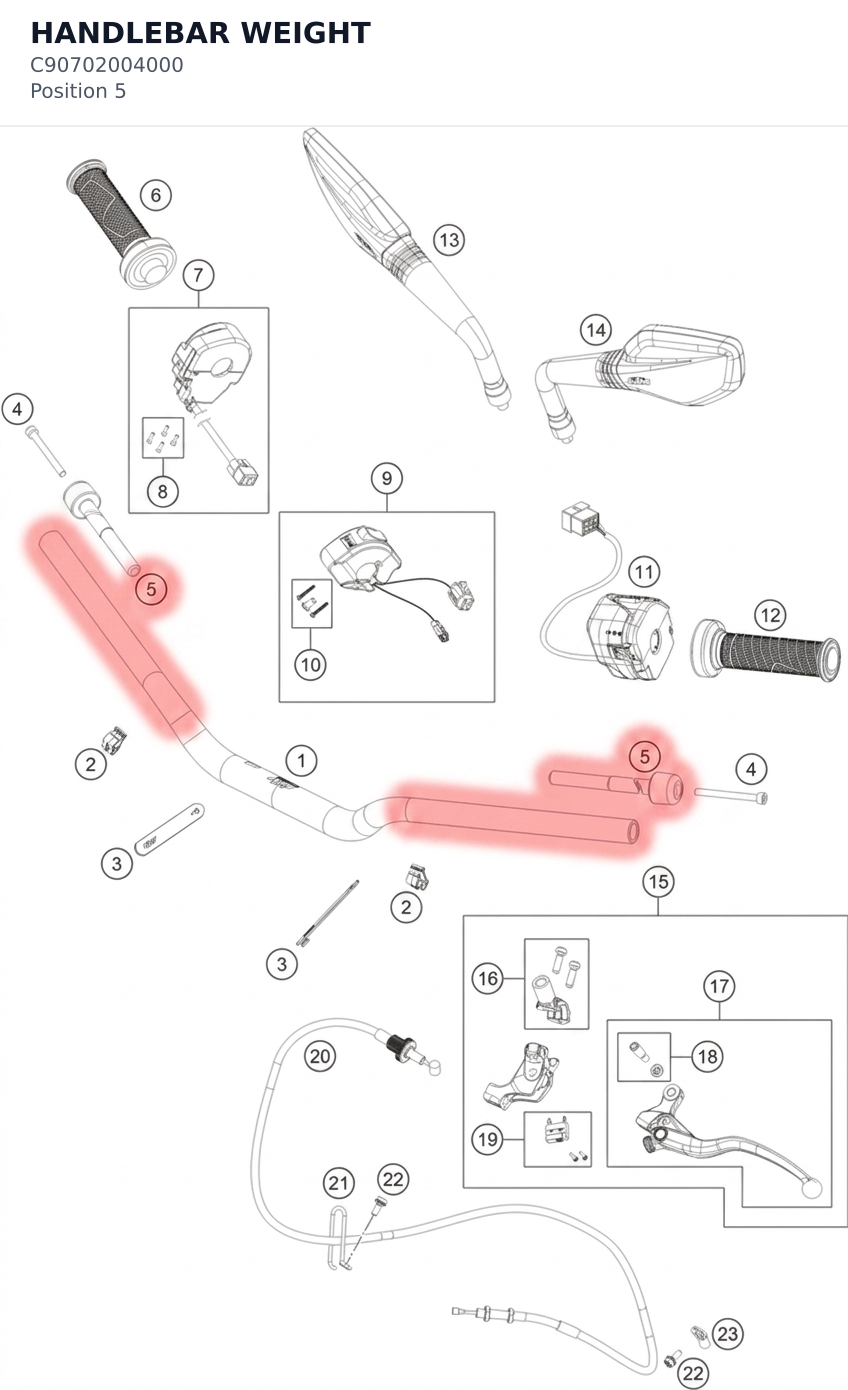 Diagram preview: HANDLEBAR WEIGHT (C90702004000)