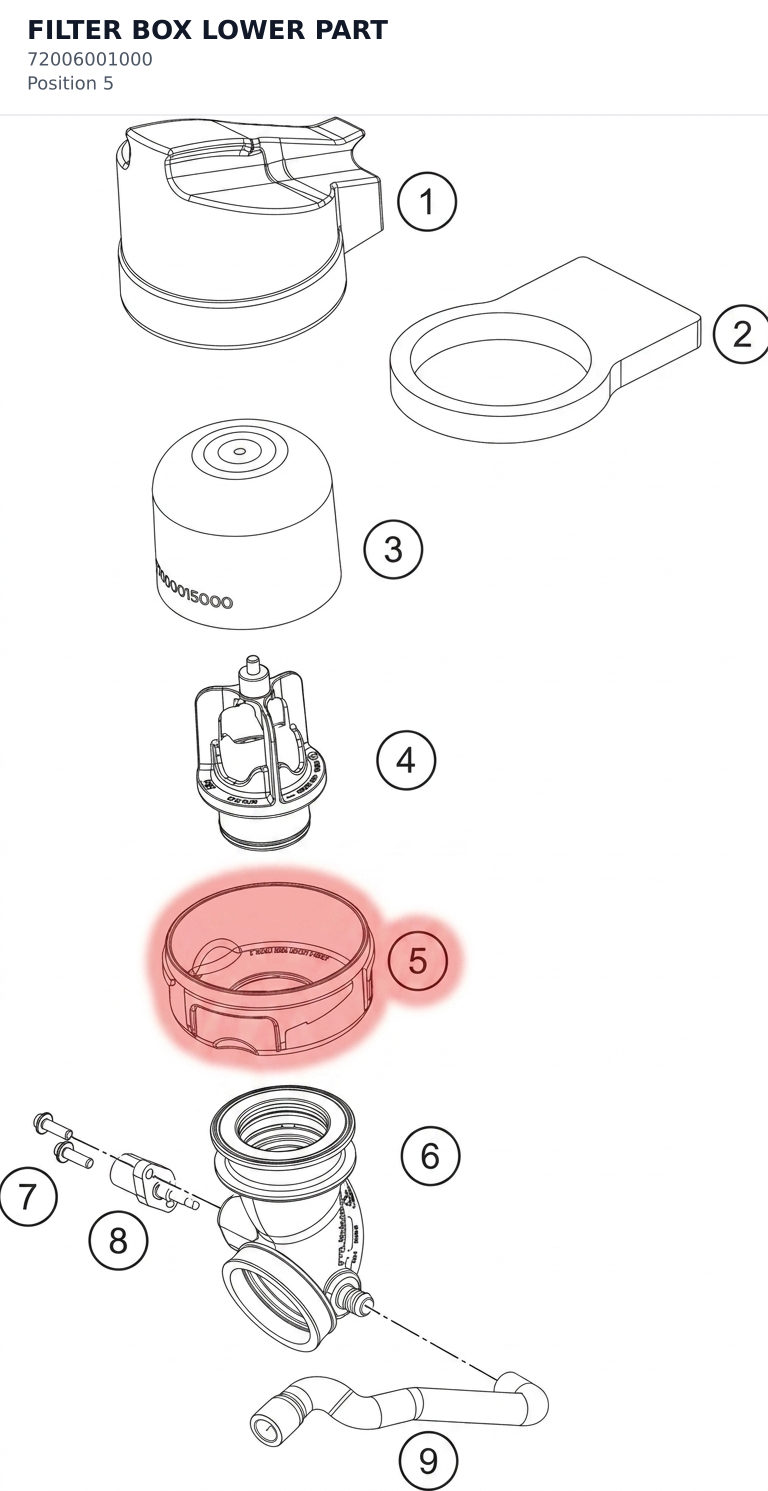 Diagram preview: FILTER BOX LOWER PART (72006001000)