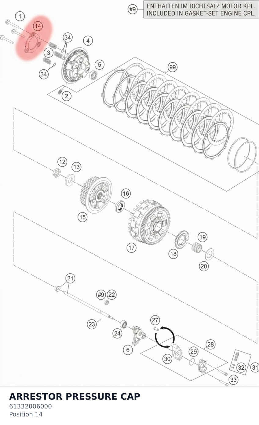 Diagram preview: ARRESTOR PRESSURE CAP (61332006000)