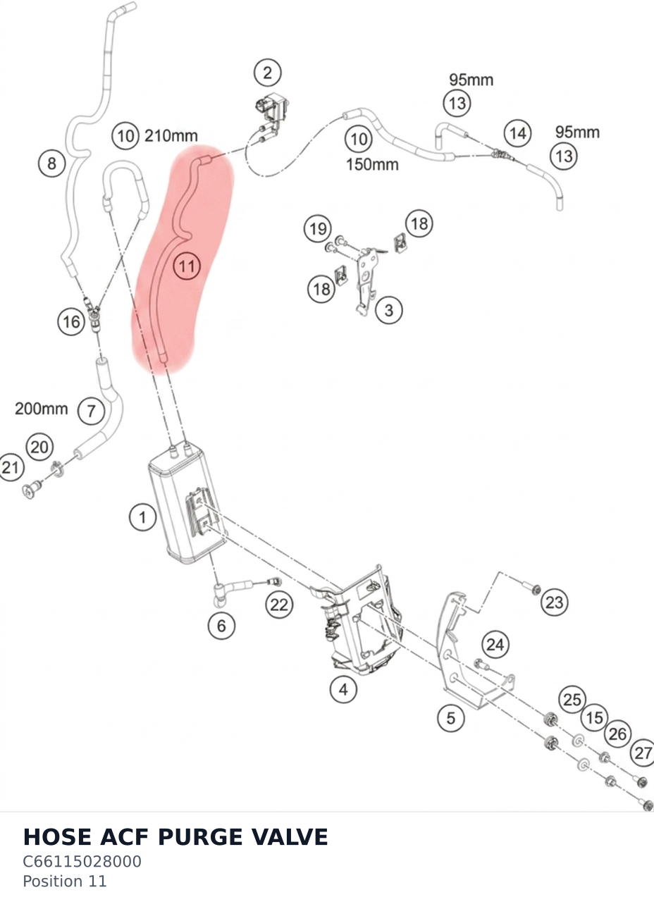Diagram preview: HOSE ACF PURGE VALVE (C66115028000)