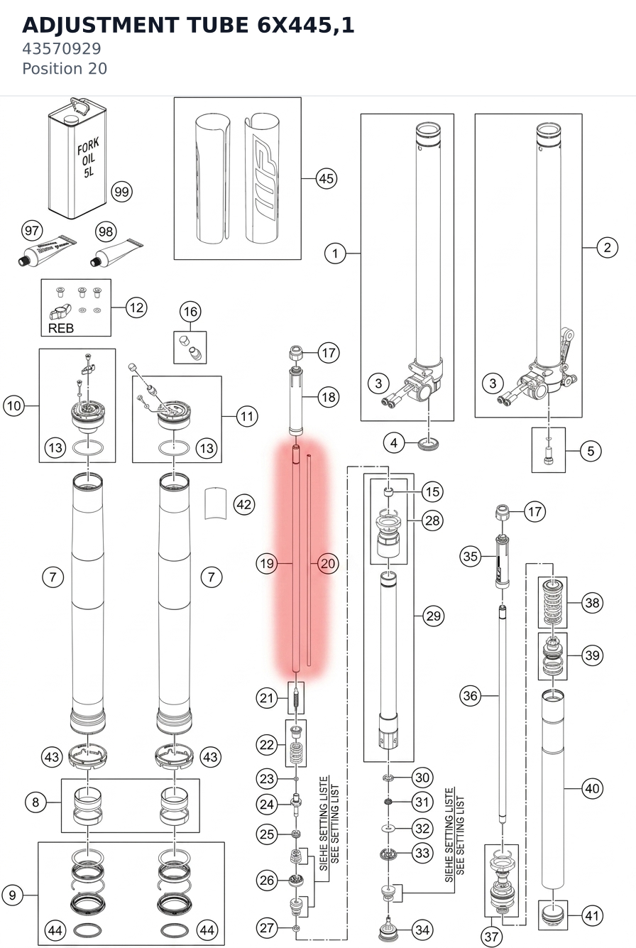 Diagram preview: ADJUSTMENT TUBE 6X445,1 (43570929)