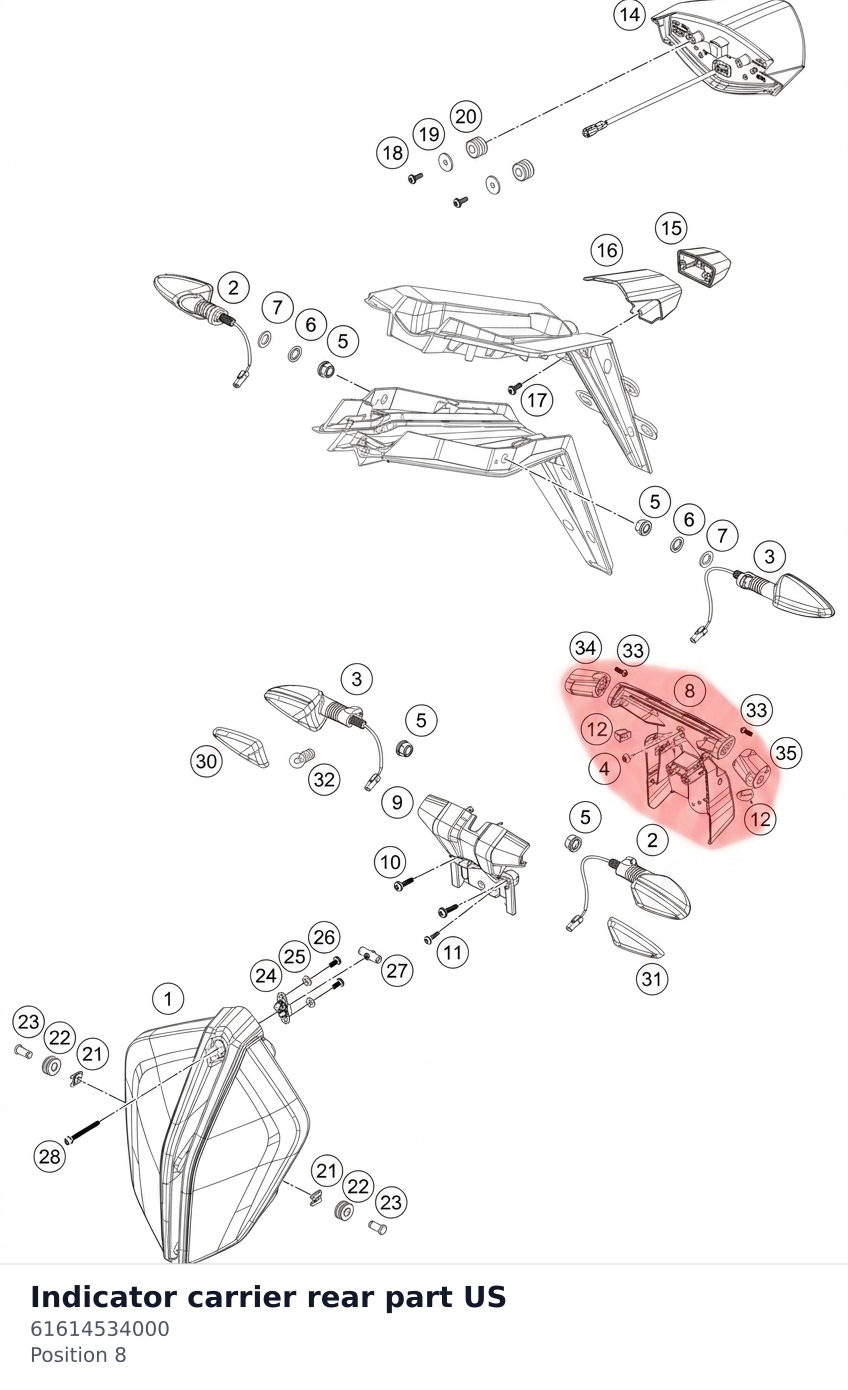 Diagram preview: Indicator carrier rear part US (61614534000)