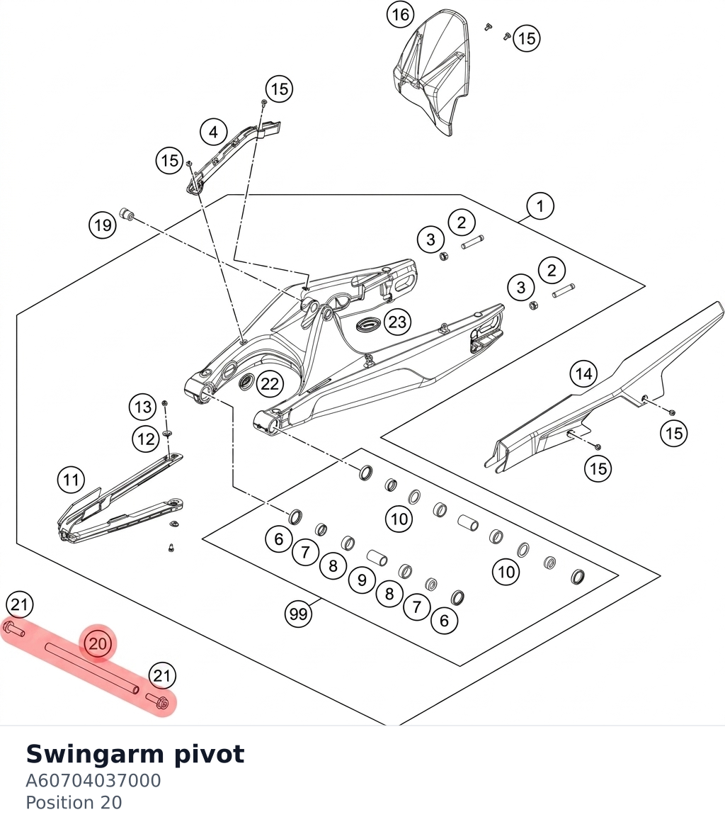 Diagram preview: Swingarm pivot (A60704037000)