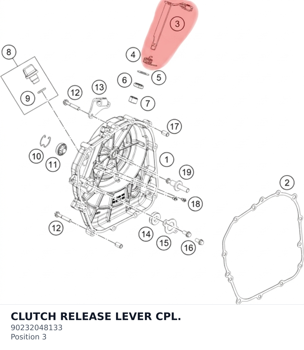 Diagram preview: CLUTCH RELEASE LEVER CPL. (90232048133)