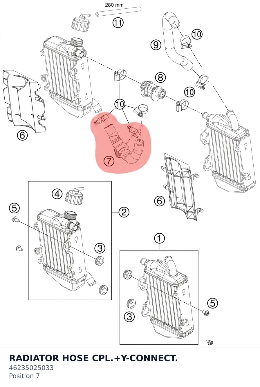 Diagram preview: RADIATOR HOSE CPL.+Y-CONNECT. (46235025033)