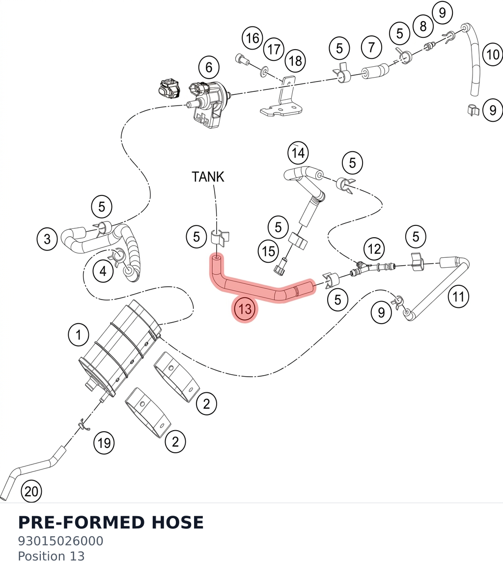 Diagram preview: PRE-FORMED HOSE (93015026000)