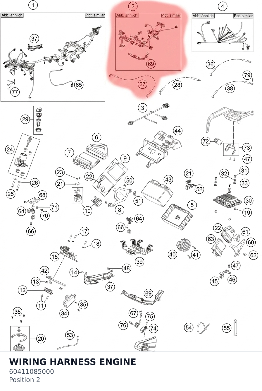 Diagram preview: WIRING HARNESS ENGINE (60411085000)