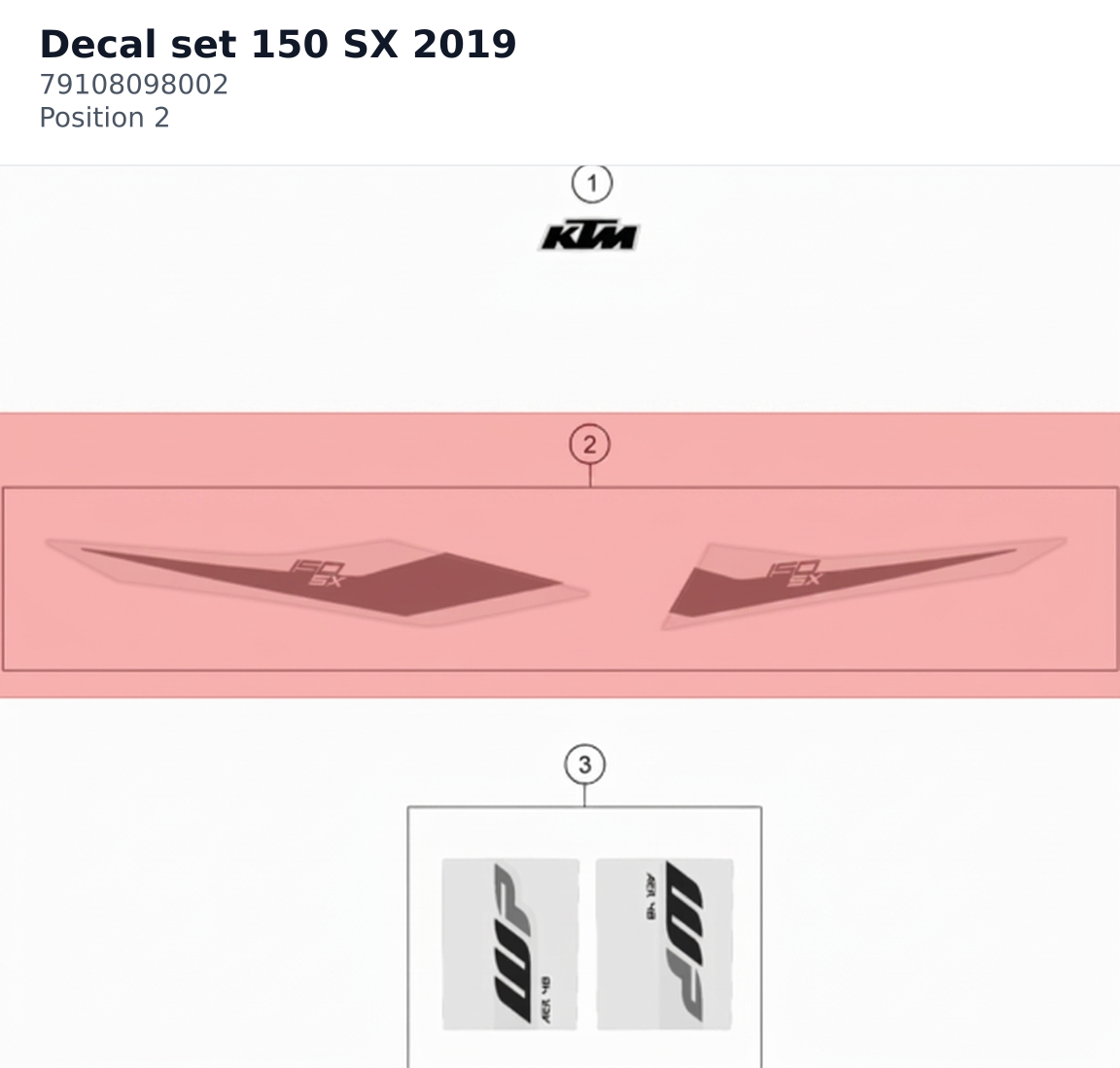 Diagram preview: Decal set 150 SX 2019 (79108098002)