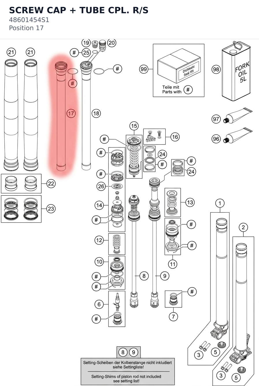 Diagram preview: SCREW CAP + TUBE CPL. R/S (48601454S1)