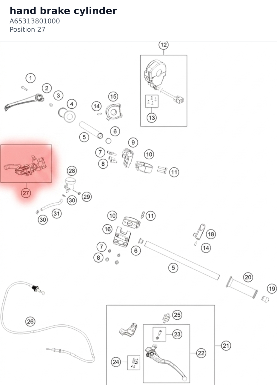 Diagram preview: hand brake cylinder (A65313801000)