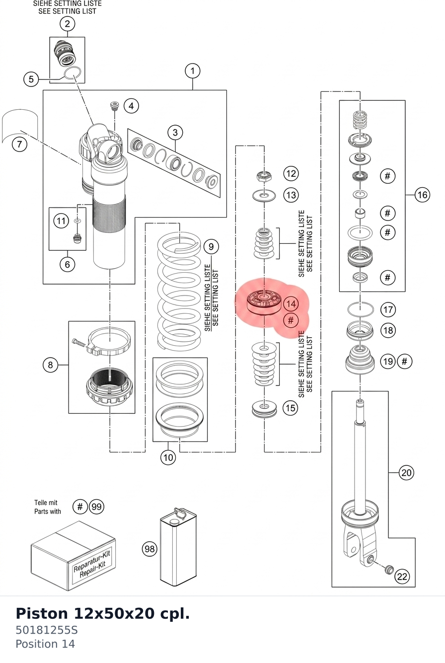Diagram preview: Piston 12x50x20 cpl. (50181255S)