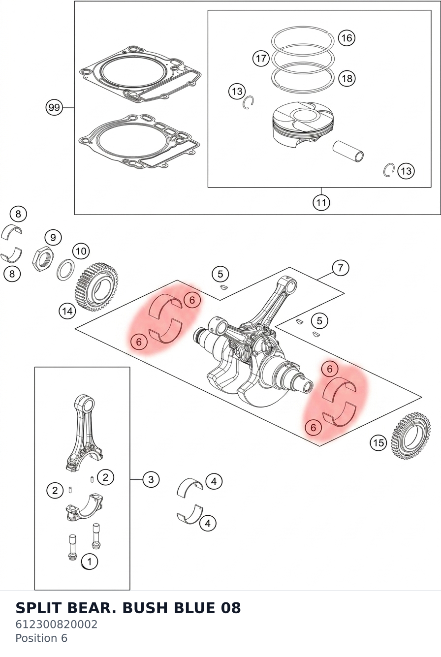 Diagram preview: SPLIT BEAR. BUSH BLUE 08 (612300820002)