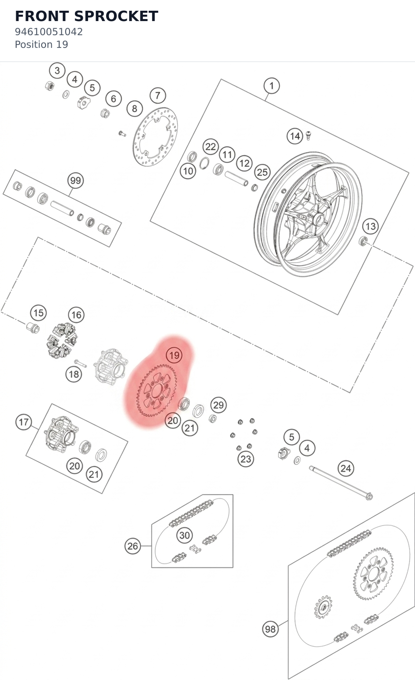 Diagram preview: FRONT SPROCKET (94610051042)