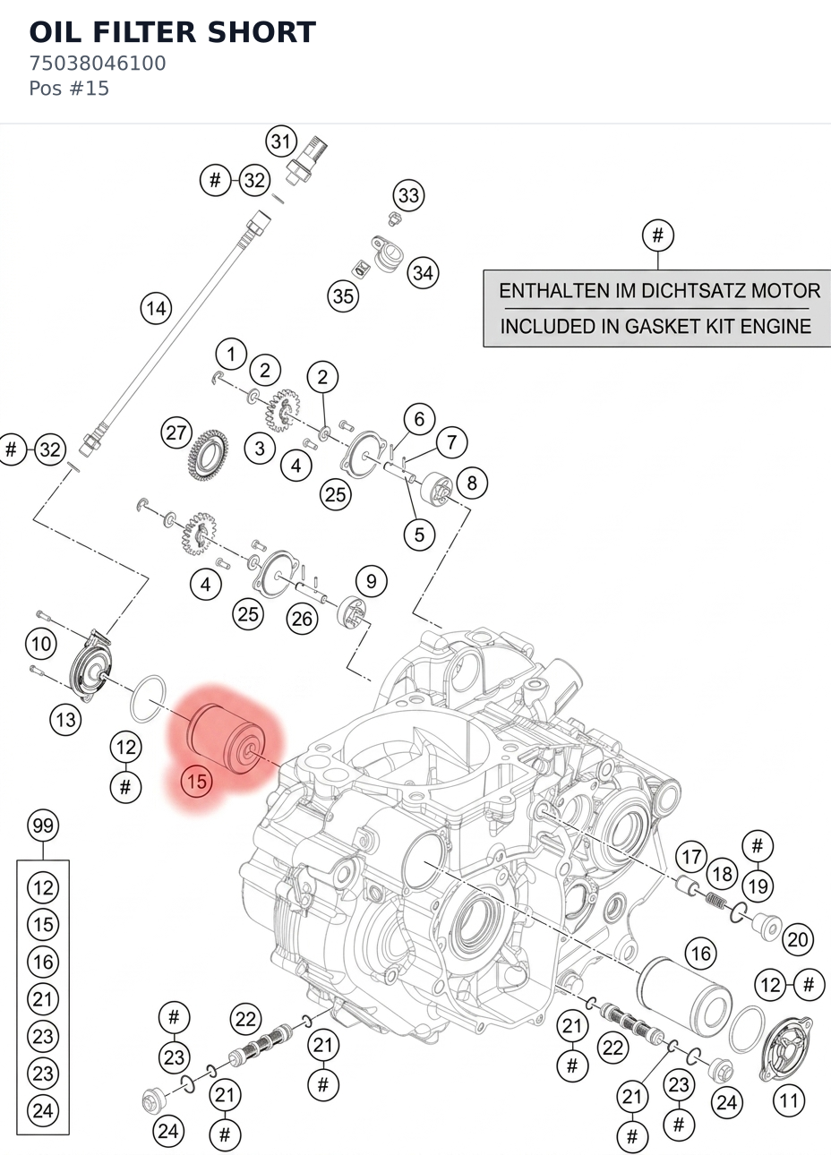 Diagram preview: OIL FILTER SHORT (75038046100)